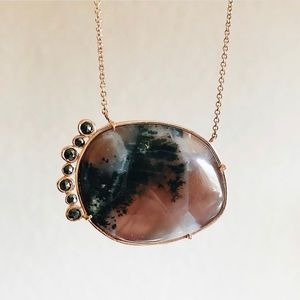Rose gold amethyst sage agate custom necklace